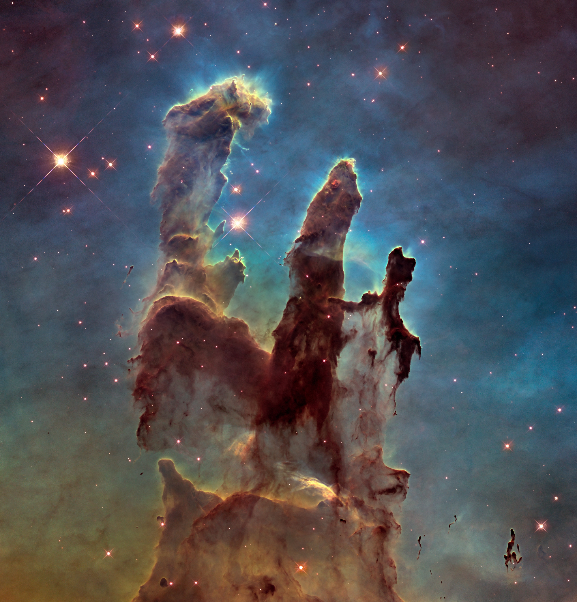 Hubble Space Telescope image of the Pillars of Creation taken in 2014.