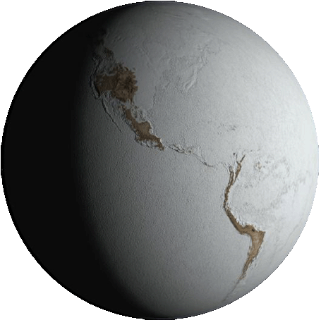 Artists impression of a snowball Earth. Source: <a href="http://www.geos.ed.ac.uk/homes/gstraath/project.html">http://www.geos.ed.ac.uk/homes/gstraath/project.html</a>
