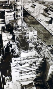 Photo of the aftermath of the Chernobyl nuclear disaster
