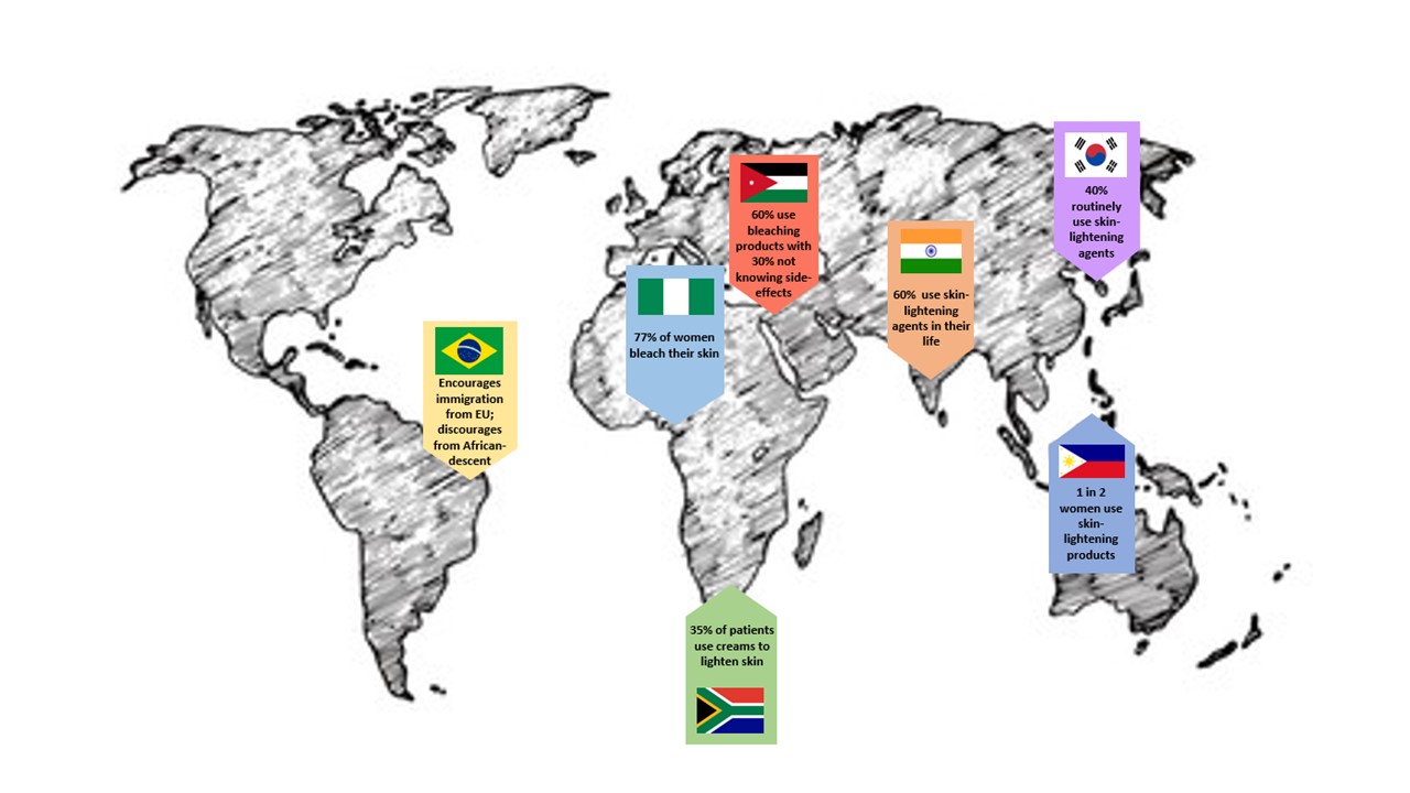 World map of skin-whitening practices. 
