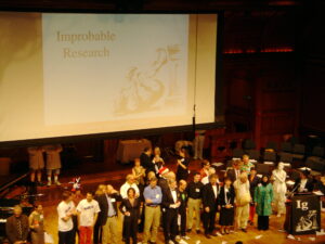 Presenters and awardees onstage at the 2006 Ig Nobel Ceremony at Harvard University