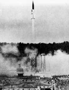 Image of the launch of the German V2 rocket on the Baltic German Coast